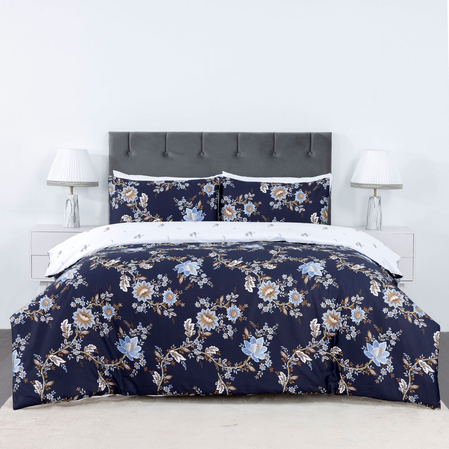 100% Cotton Sateen Printed Duvet Cover Set – 300 Thread Count Luxury Bedding – Ultra Soft & Breathable - 16856