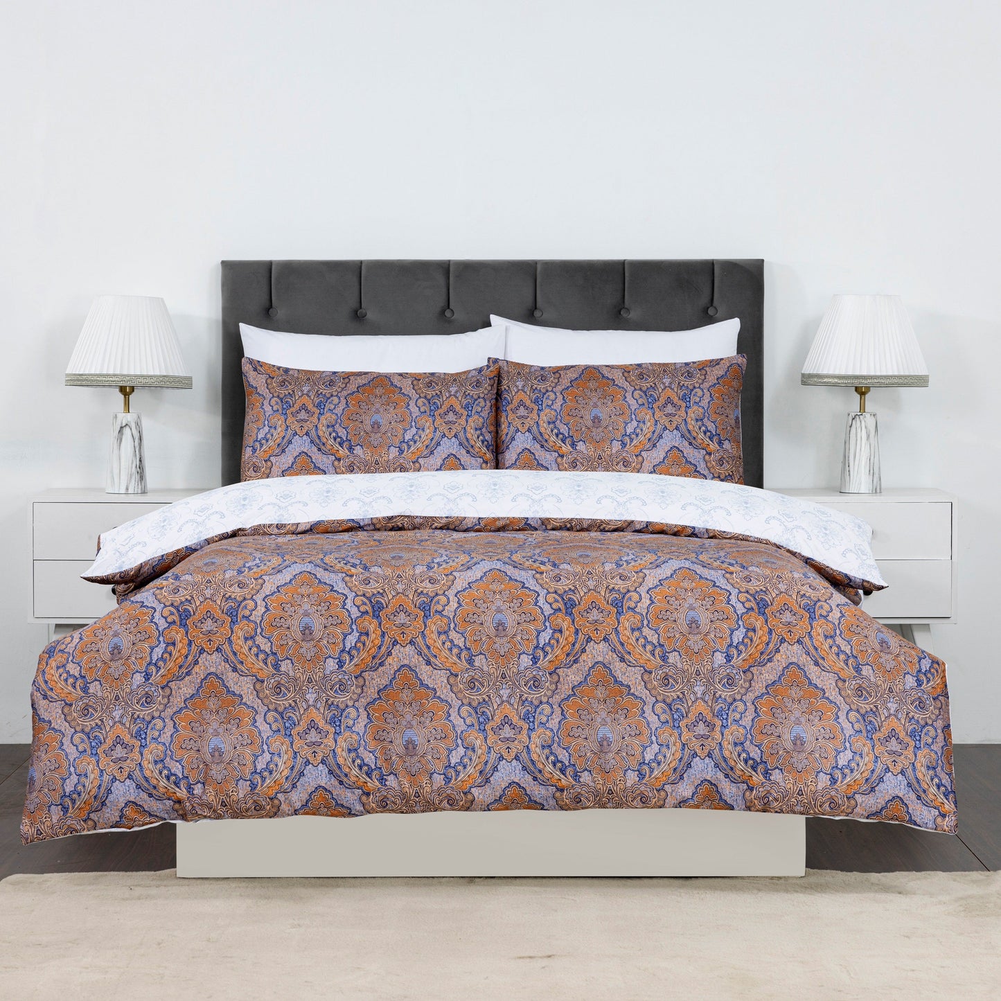 100% Cotton Sateen Printed Duvet Cover Set – 300 Thread Count Luxury Bedding – Ultra Soft & Breathable - 18493