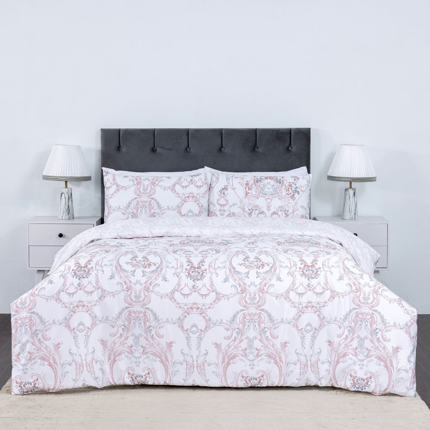 100% Cotton Sateen Printed Duvet Cover Set – 300 Thread Count Luxury Bedding – Ultra Soft & Breathable - 14121