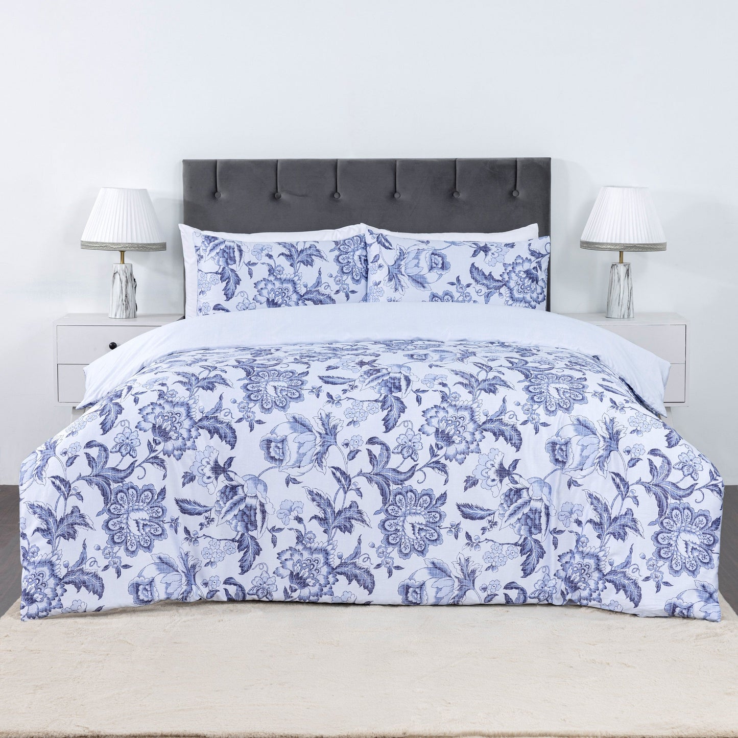 100% Cotton Sateen Printed Duvet Cover Set – 300 Thread Count Luxury Bedding – Ultra Soft & Breathable - 18491