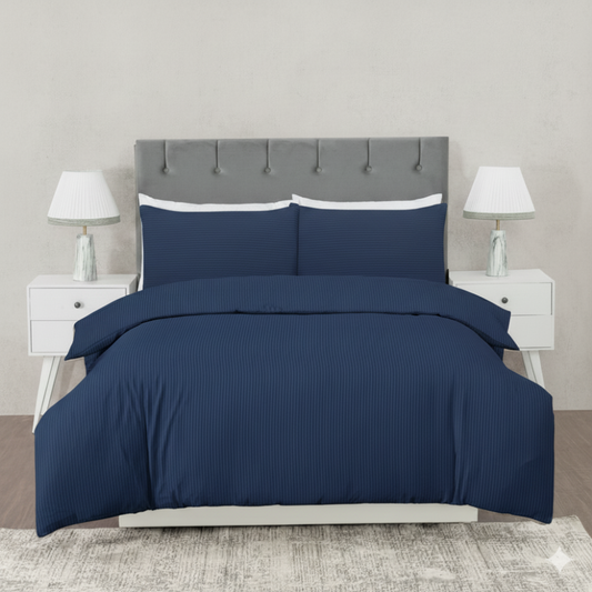 Hotel Quality Dobby Stripe Duvet Cover Set
