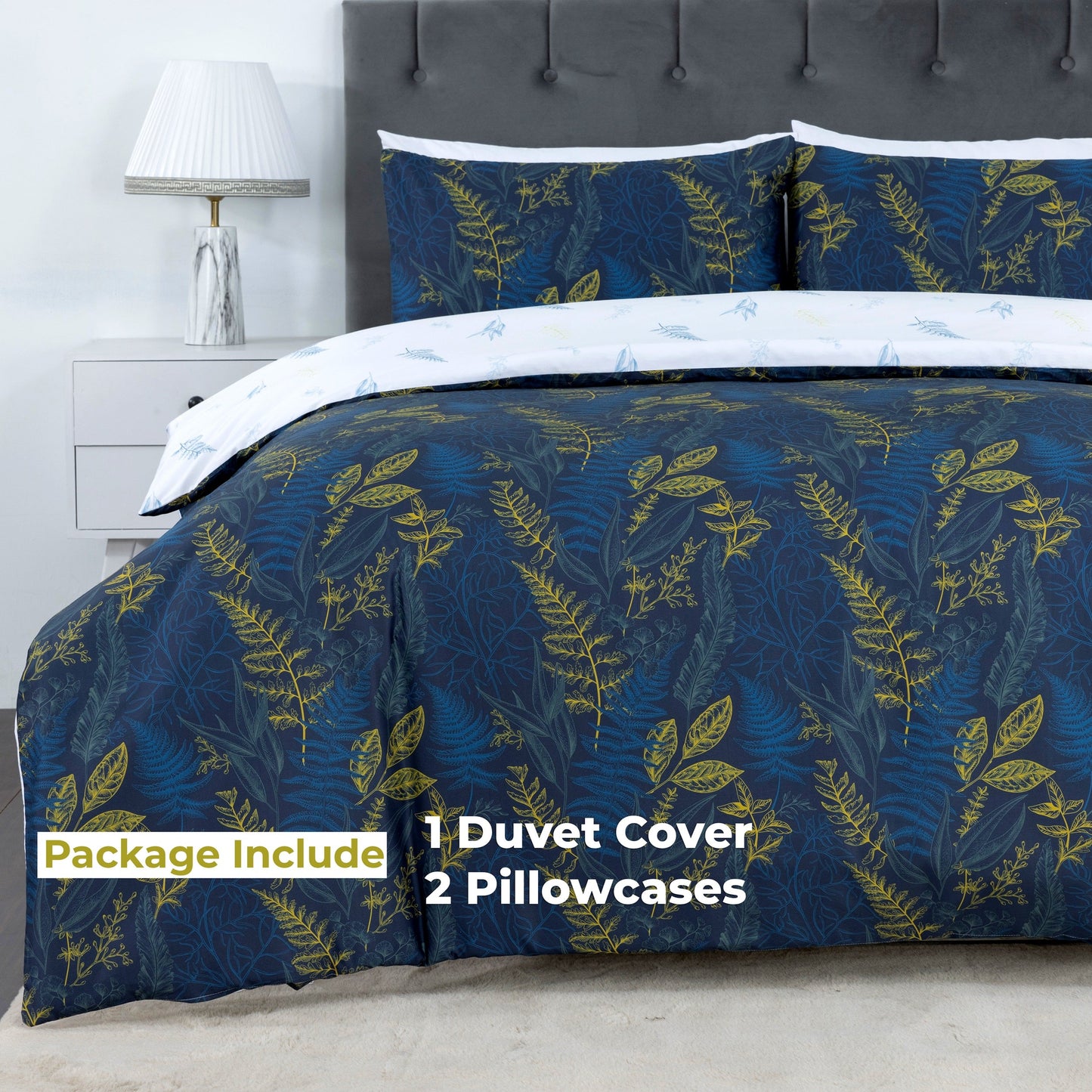 100% Cotton Sateen Printed Duvet Cover Set – 300 Thread Count Luxury Bedding – Ultra Soft & Breathable - 16870