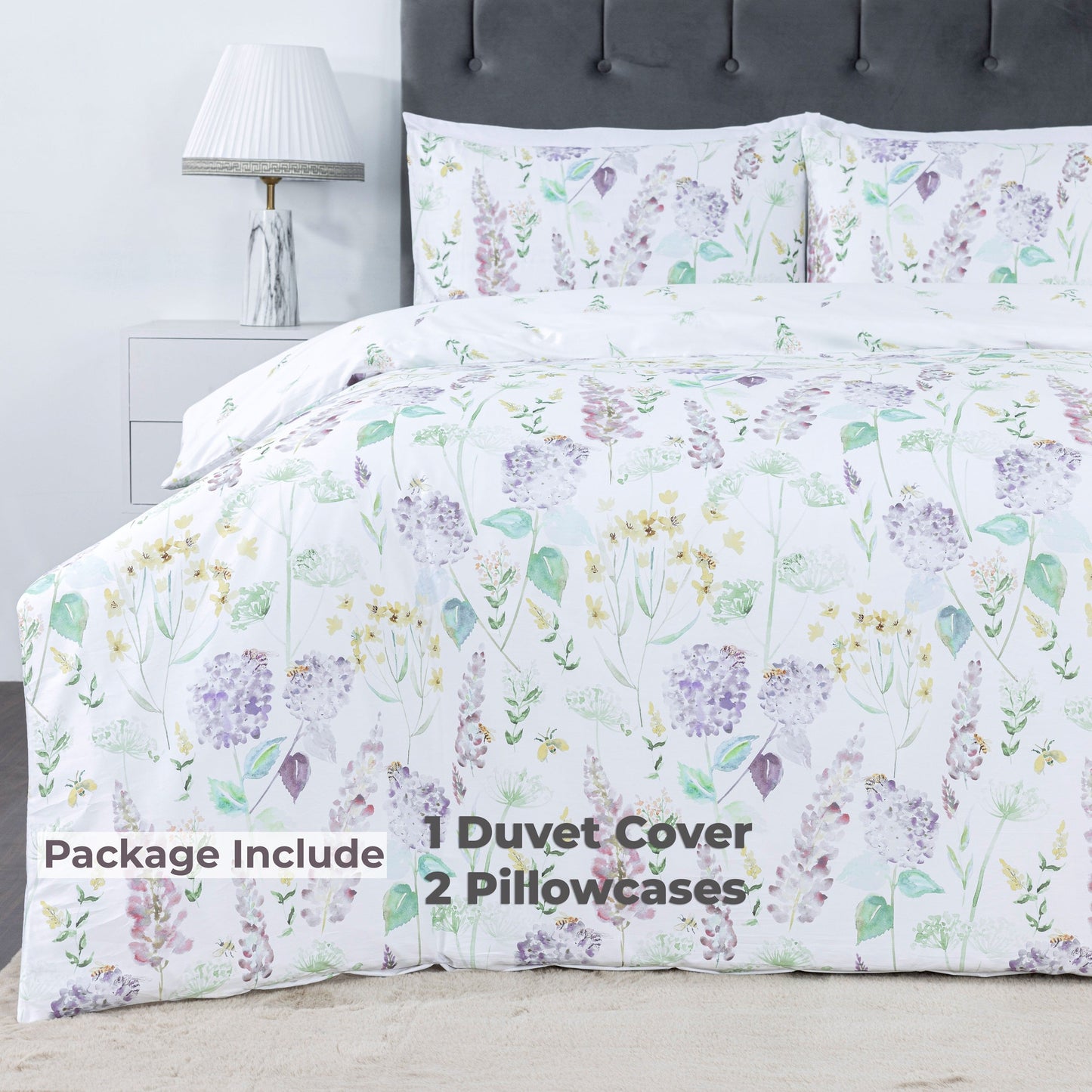 100% Cotton Sateen Printed Duvet Cover Set – 300 Thread Count Luxury Bedding – Ultra Soft & Breathable - 11487