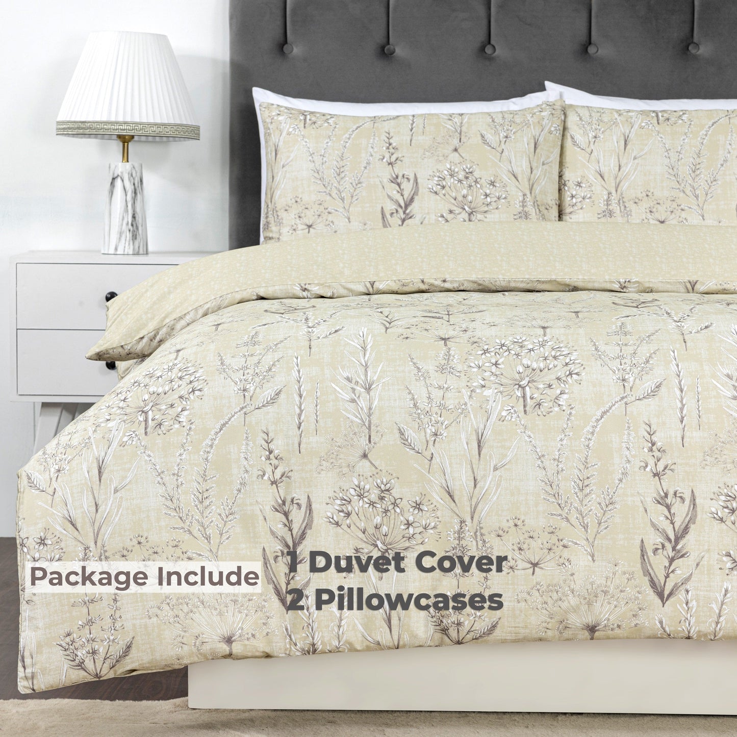 100% Cotton Sateen Printed Duvet Cover Set – 300 Thread Count Luxury Bedding – Ultra Soft & Breathable - 15437
