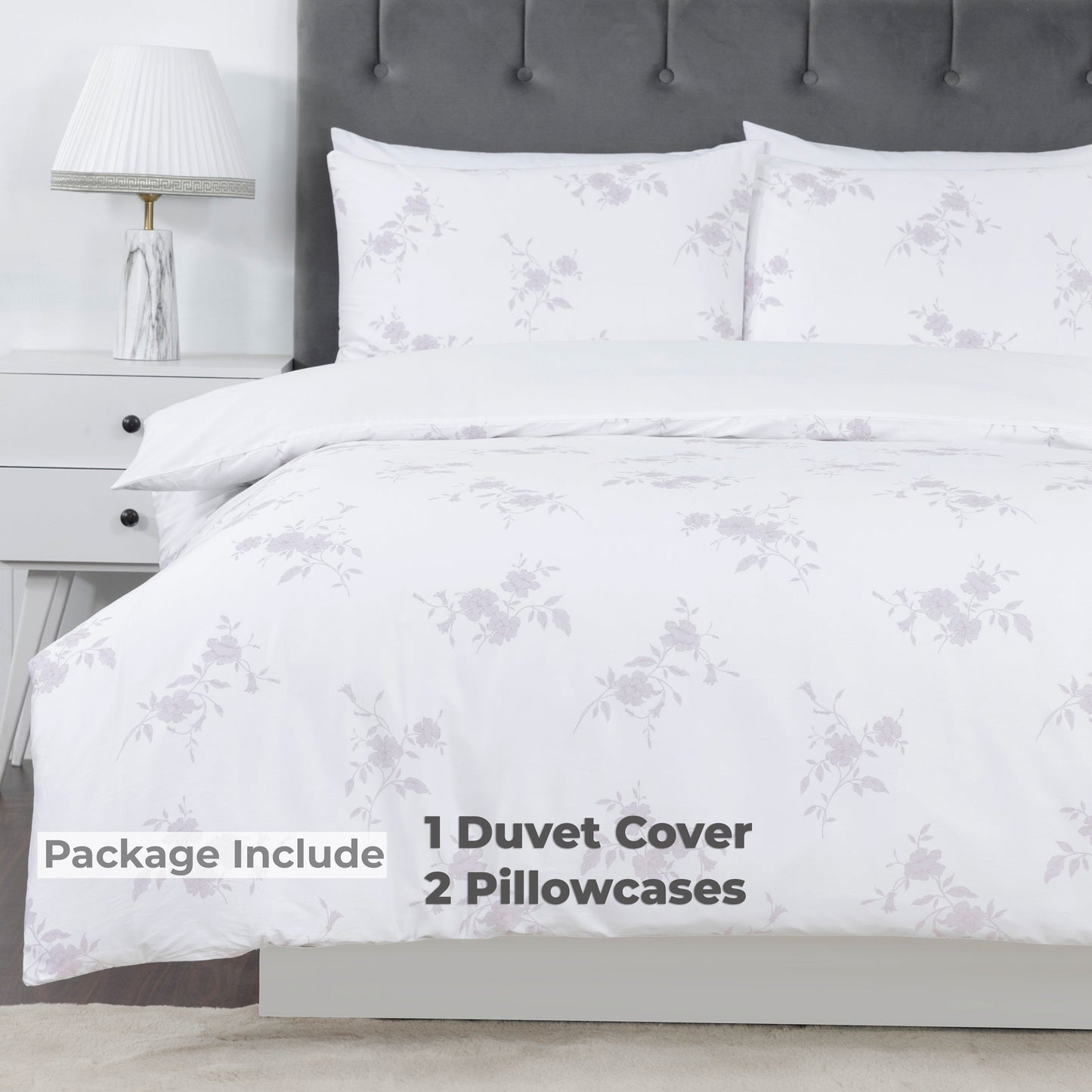 100% Cotton Sateen Printed Duvet Cover Set – 300 Thread Count Luxury Bedding – Ultra Soft & Breathable - 16838