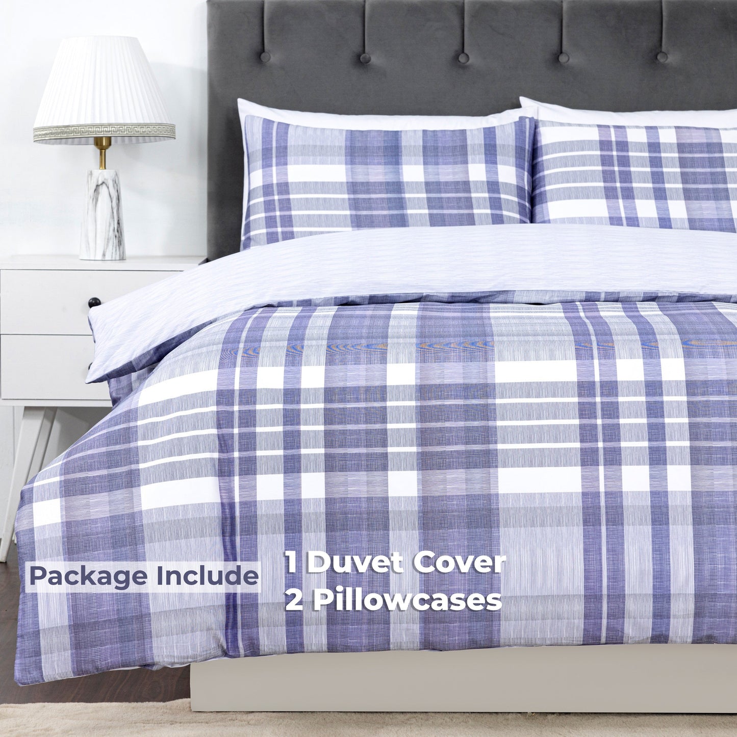 100% Cotton Sateen Printed Duvet Cover Set – 300 Thread Count Luxury Bedding – Ultra Soft & Breathable - 16871