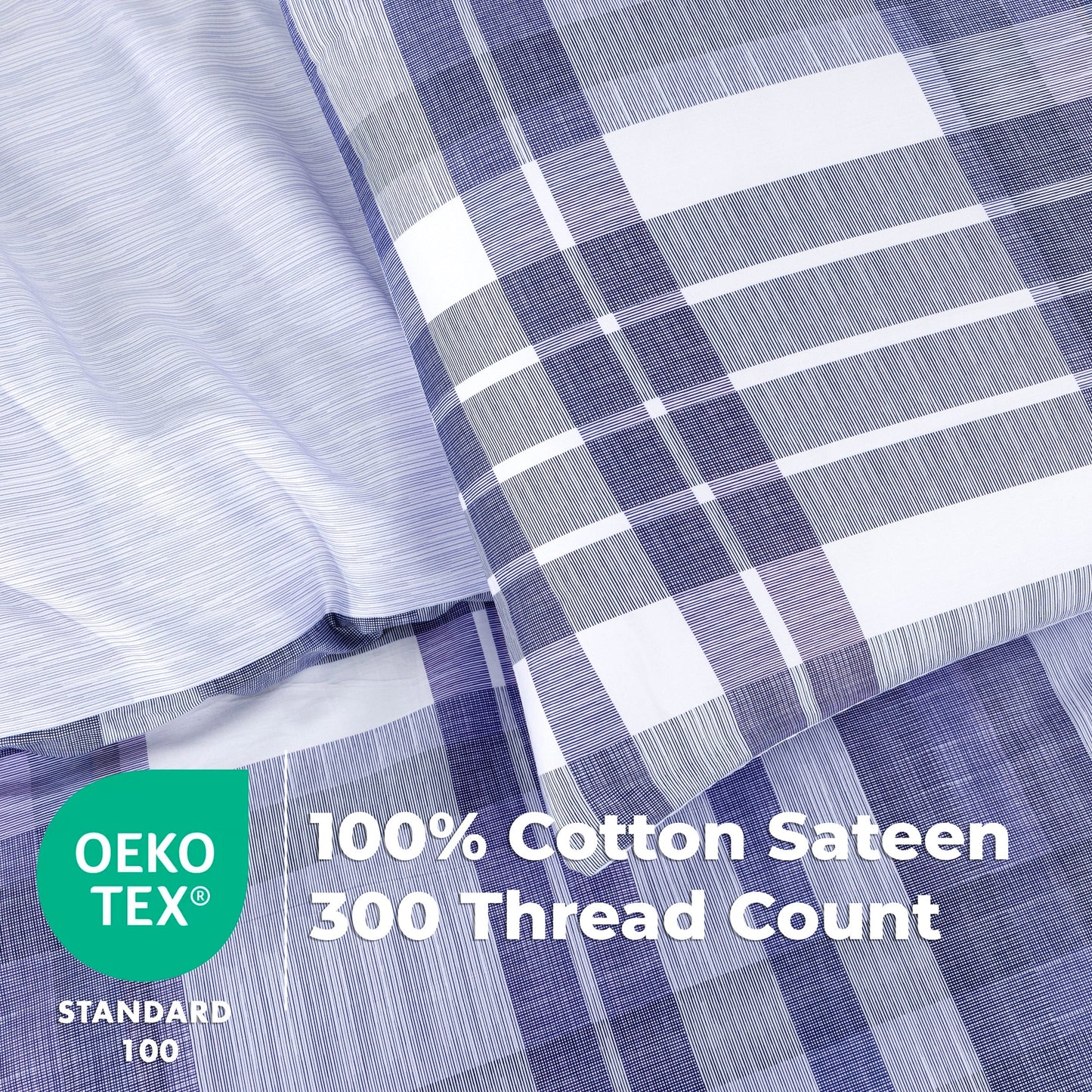 100% Cotton Sateen Printed Duvet Cover Set – 300 Thread Count Luxury Bedding – Ultra Soft & Breathable - 16871