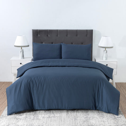 Elegant Dobby Stripe Duvet Cover Set – Soft Polycotton Blend with Button Closure – Luxury Bedding in Different Colors