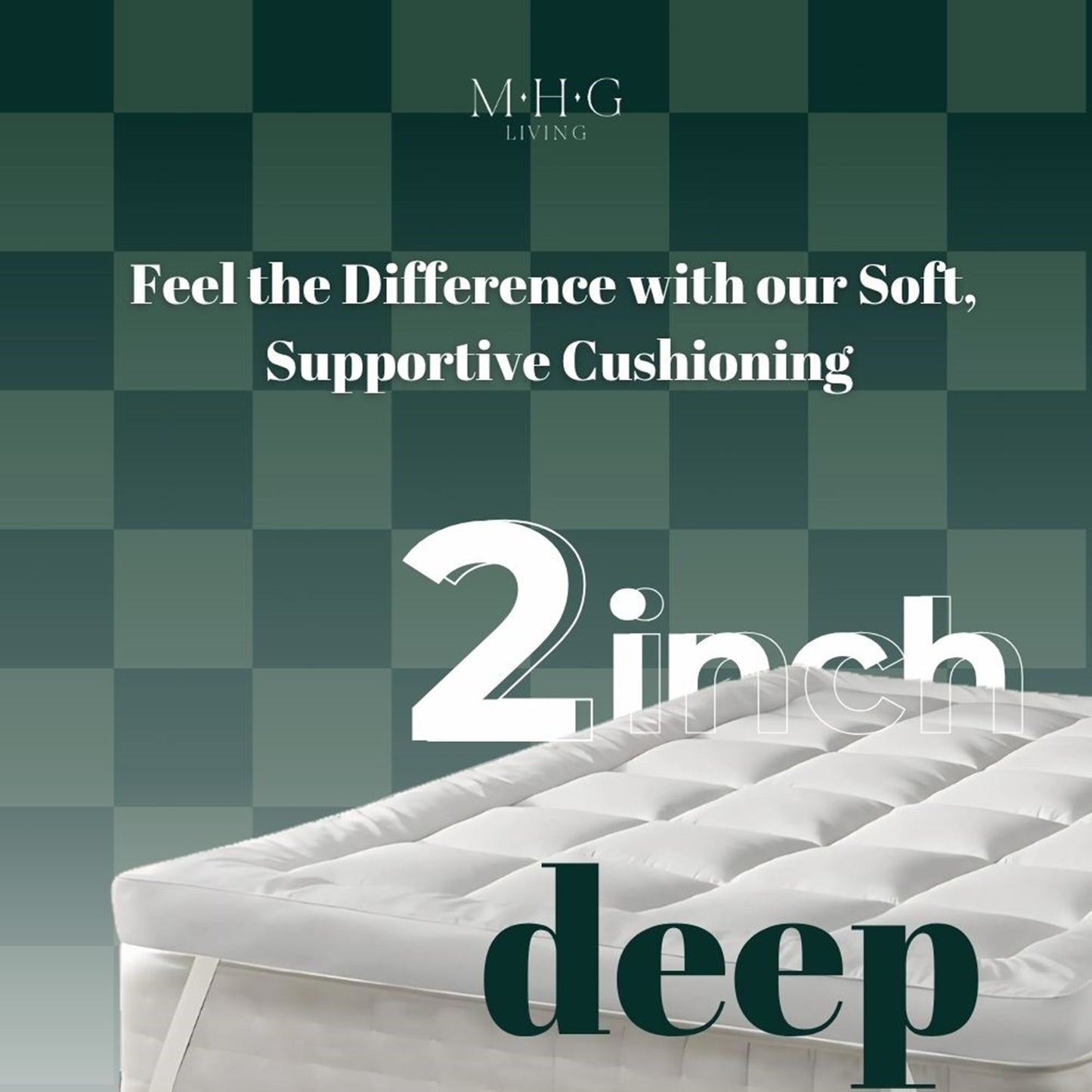 Hotel Quality 5cm Thick Microfibre Mattress Topper - 650GSM Hollowfibre Fill, Anti-Allergenic, Box-Stitched Design, Elasticated Straps for Secure Fit