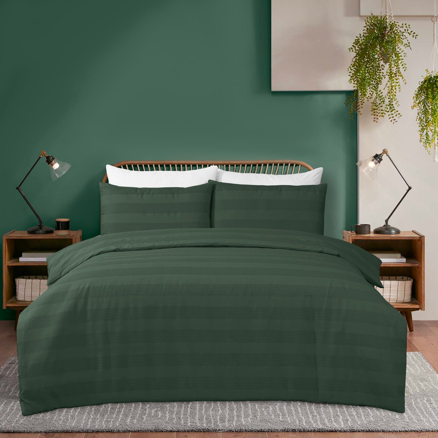 Luxury Waffle Stripe Duvet Cover Set – Soft Polycotton Blend with Button Closure – Stylish & Breathable Bedding in Trendy Colours