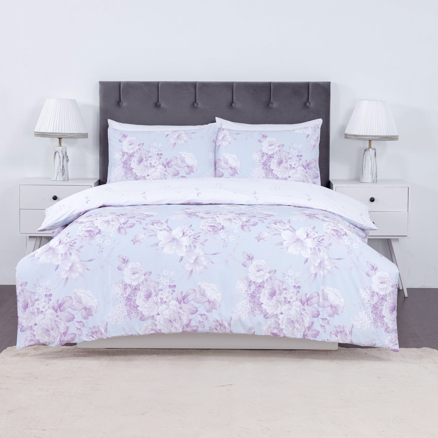 100% Cotton Sateen Printed Duvet Cover Set – 300 Thread Count Luxury Bedding – Ultra Soft & Breathable - Bella Floral