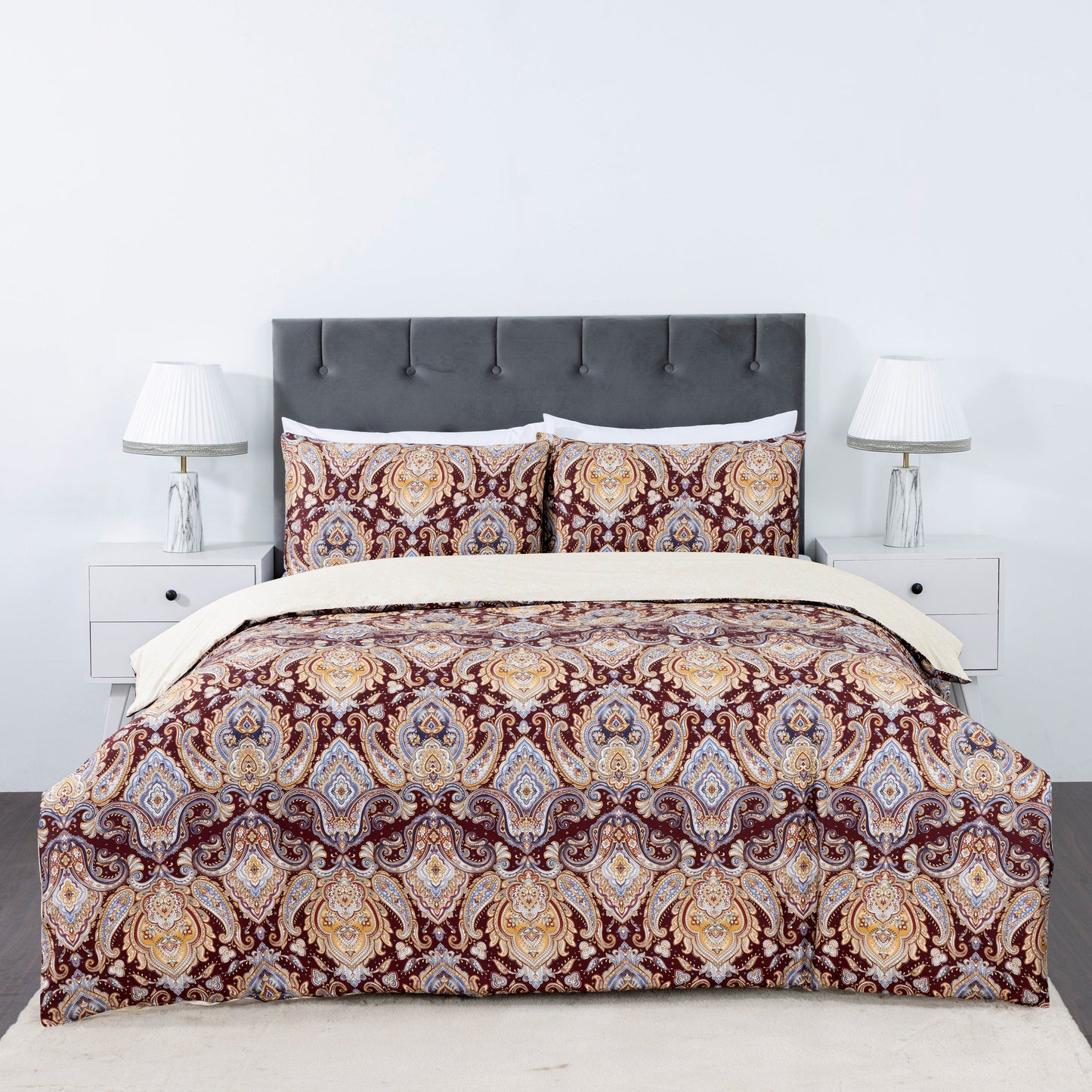 100% Cotton Sateen Printed Duvet Cover Set – 300 Thread Count Luxury Bedding – Ultra Soft & Breathable - 16850