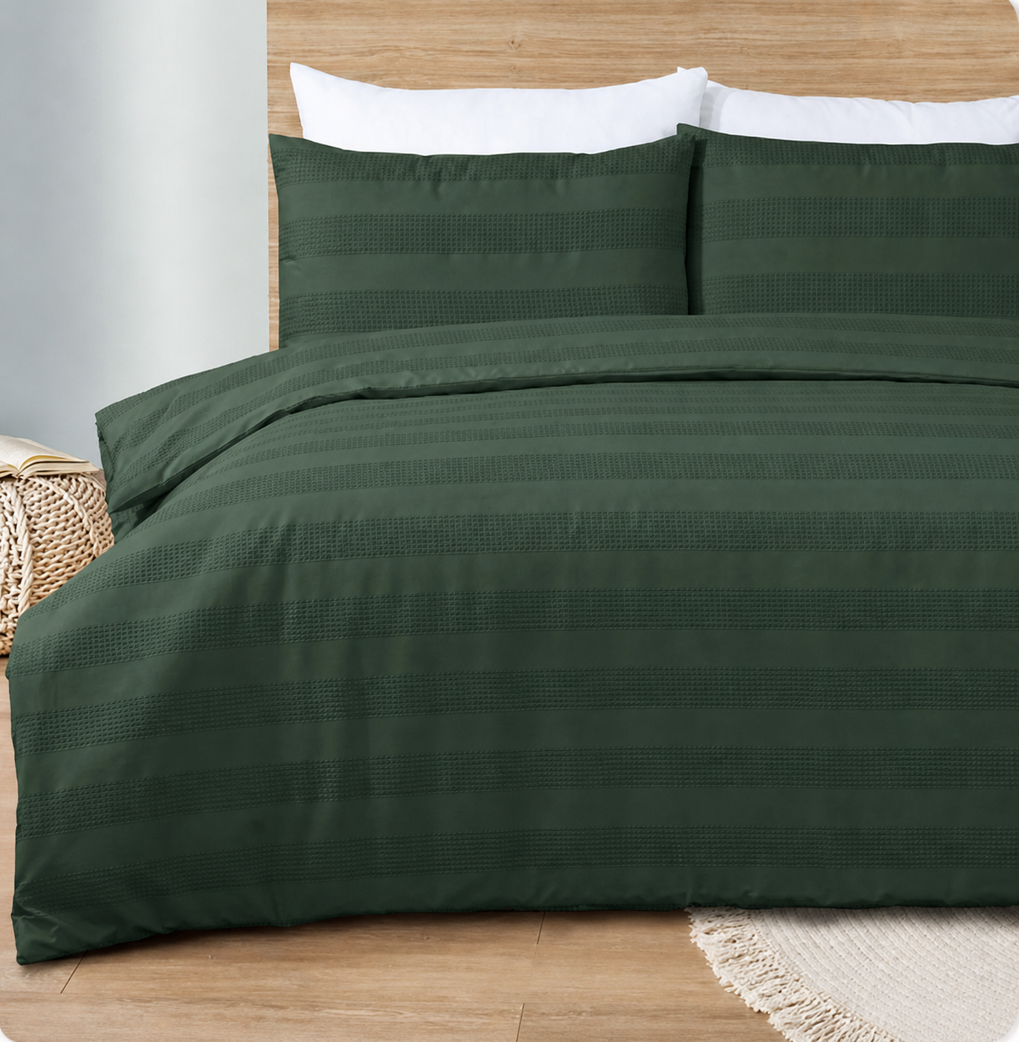 Elegant Waffle Stripe Duvet Cover Set