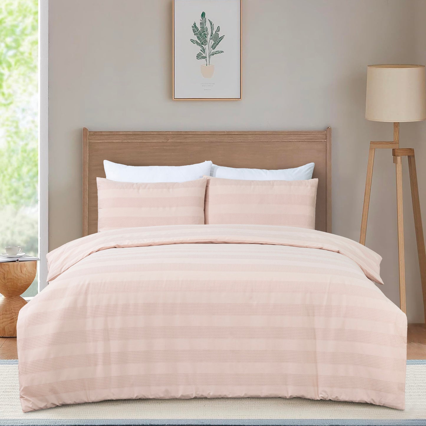 Luxury Waffle Stripe Duvet Cover Set – Soft Polycotton Blend with Button Closure – Stylish & Breathable Bedding in Trendy Colours