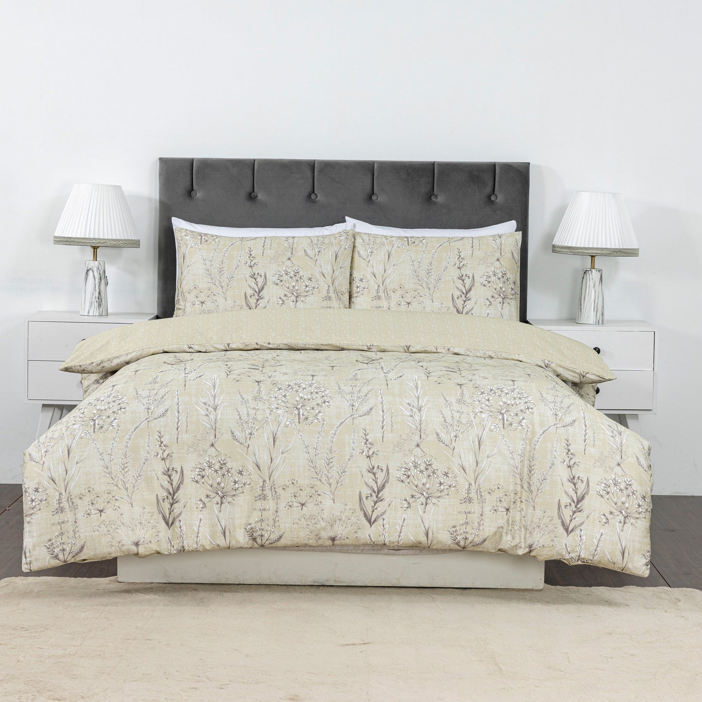 100% Cotton Sateen Printed Duvet Cover Set – 300 Thread Count Luxury Bedding – Ultra Soft & Breathable - 15437