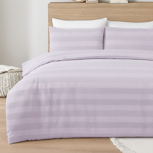 Elegant Waffle Stripe Duvet Cover Set