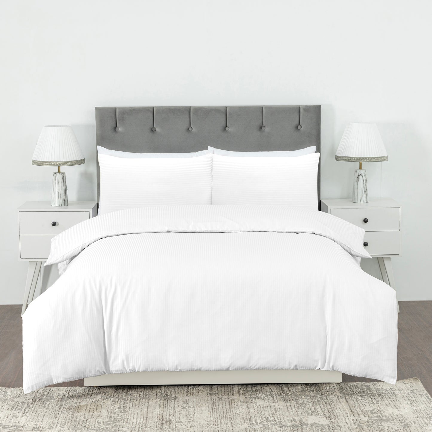 Elegant Dobby Stripe Duvet Cover Set – Soft Polycotton Blend with Button Closure – Luxury Bedding in Different Colors