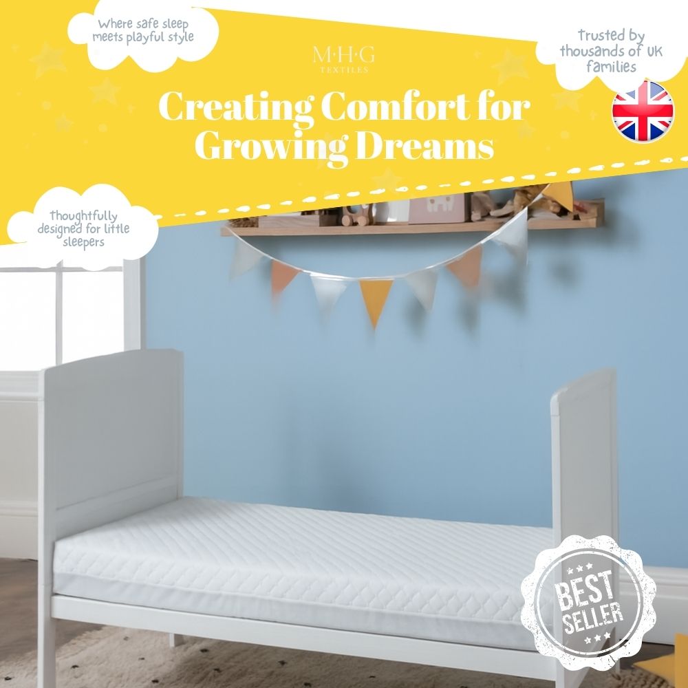 Waterproof Baby Cot Mattress - Breathable, Hypoallergenic & Supportive for Healthy Sleep