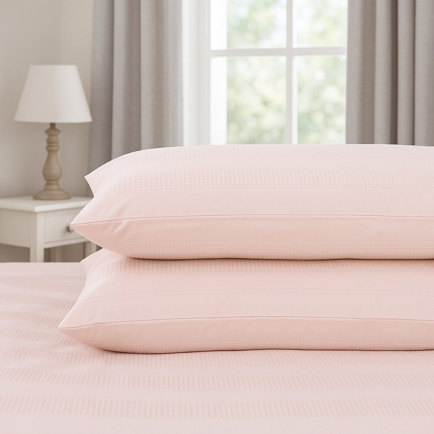 Luxury Waffle Stripe Duvet Cover Set – Soft Polycotton Blend with Button Closure – Stylish & Breathable Bedding in Trendy Colours