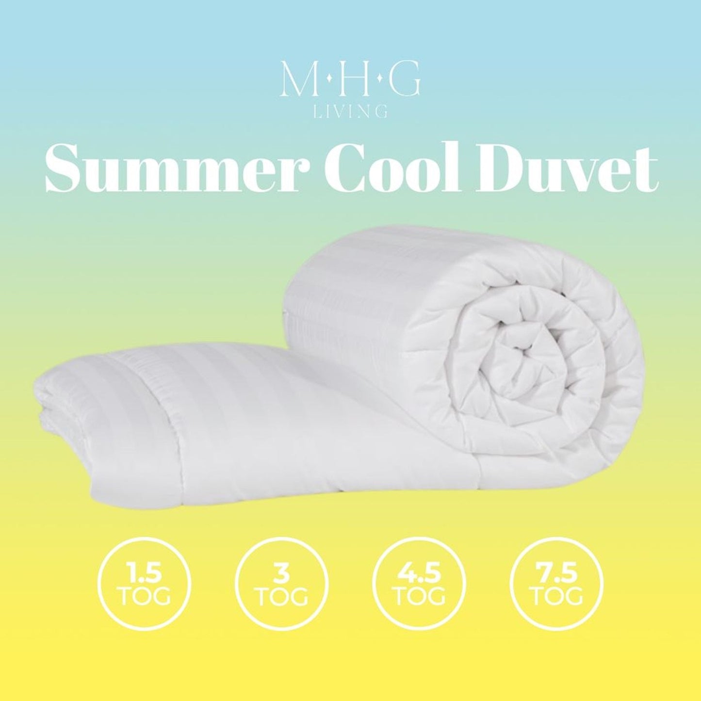 3 Tog Summer Duvet - Hypoallergenic, Lightweight & Breathable Microfibre Quilt with Satin Stripe Cover