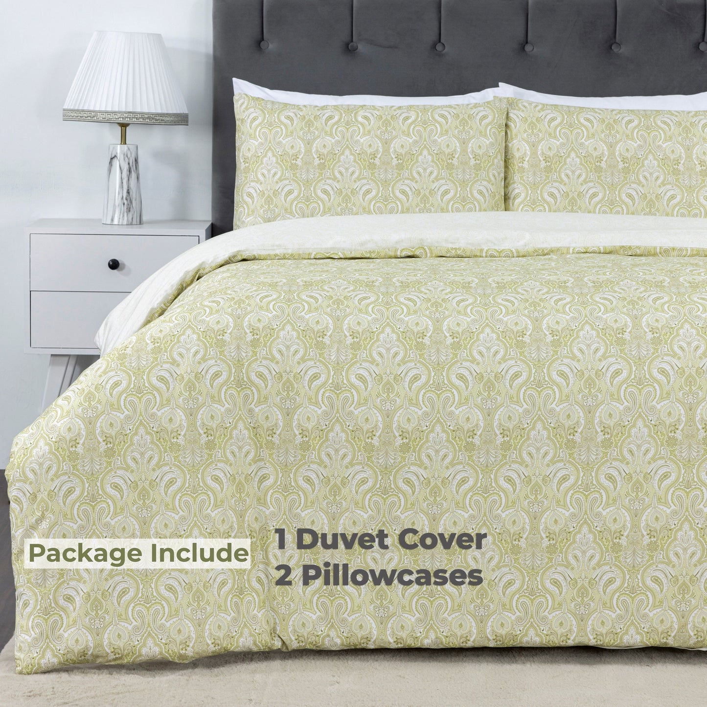 100% Cotton Sateen Printed Duvet Cover Set – 300 Thread Count Luxury Bedding – Ultra Soft & Breathable - 16830
