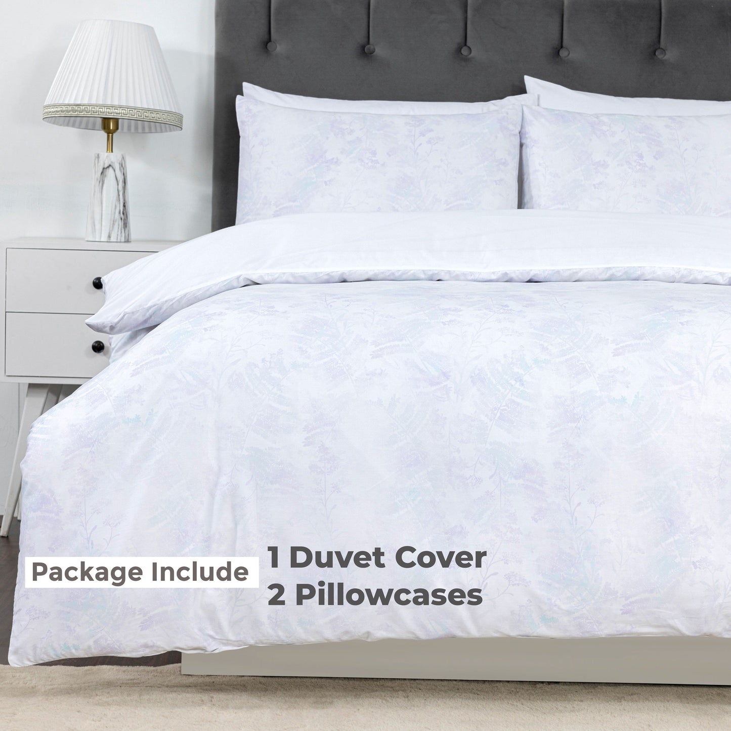 100% Cotton Sateen Printed Duvet Cover Set – 300 Thread Count Luxury Bedding – Ultra Soft & Breathable - 18513