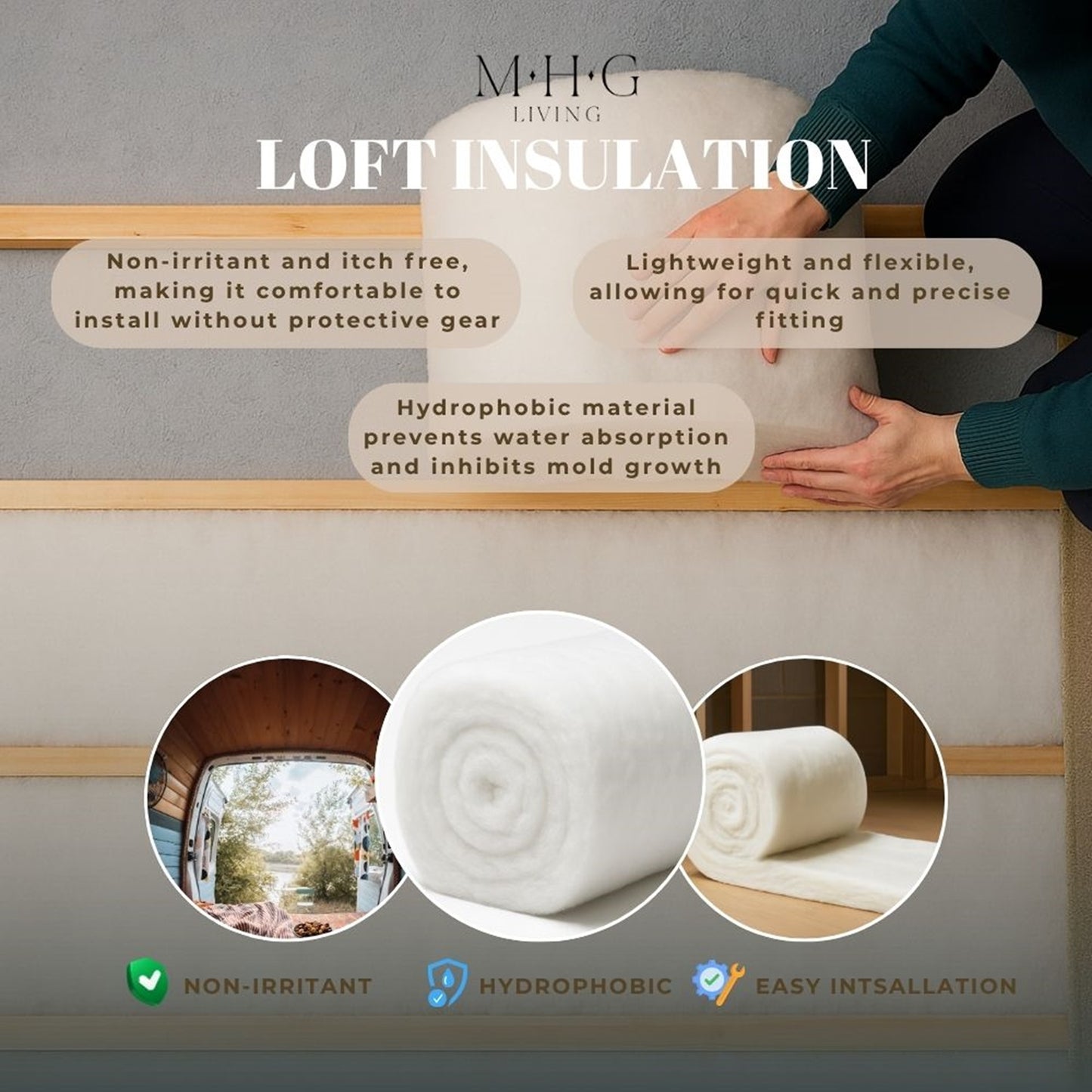 Loft Insulation Roll, Premium Itch-Free Polyester for Roof, Door, Window & Shed Insulation | Energy-Saving, Easy-Install Weather Stripping