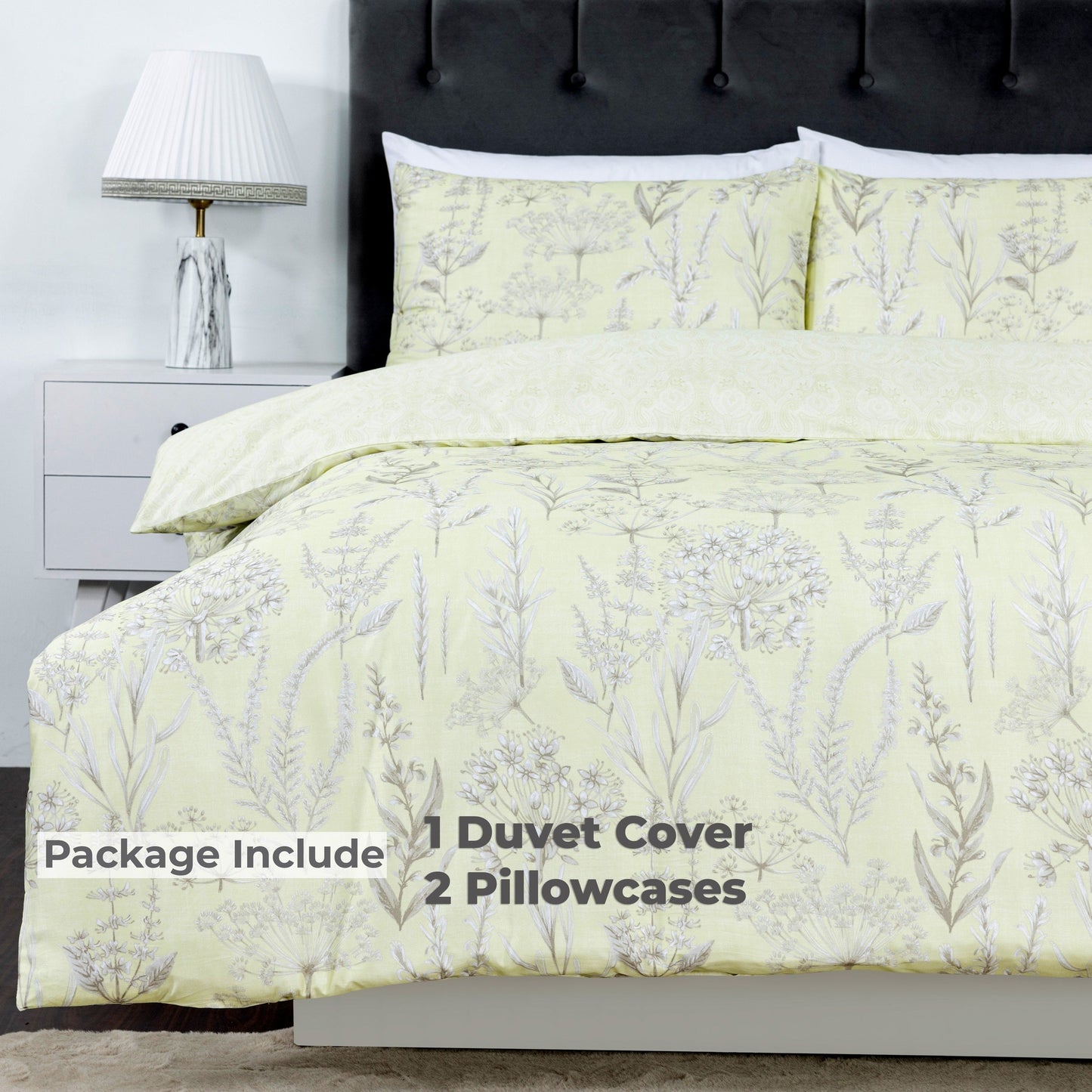 100% Cotton Sateen Printed Duvet Cover Set – 300 Thread Count Luxury Bedding – Ultra Soft & Breathable - 15437