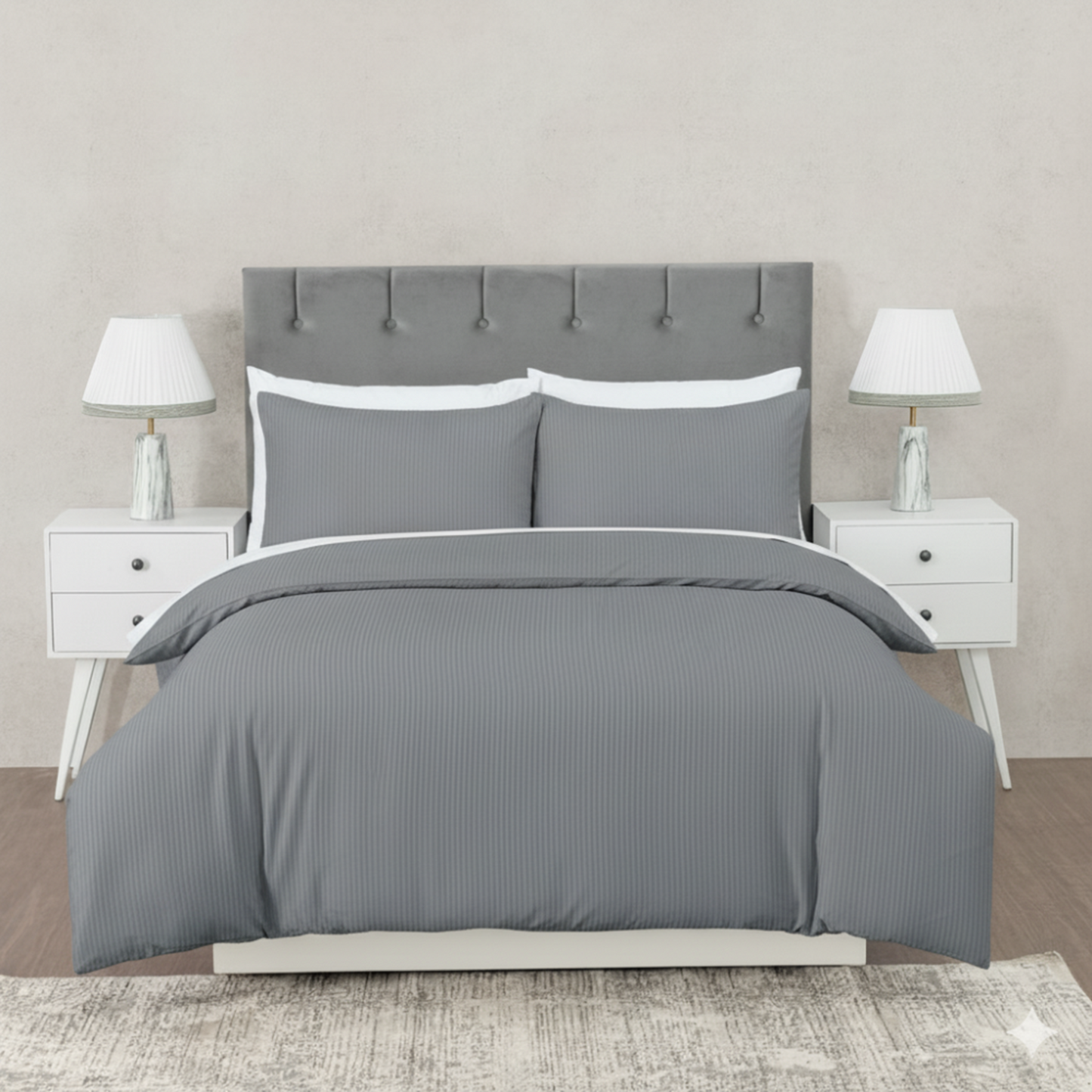 Hotel Quality Dobby Stripe Duvet Cover Set