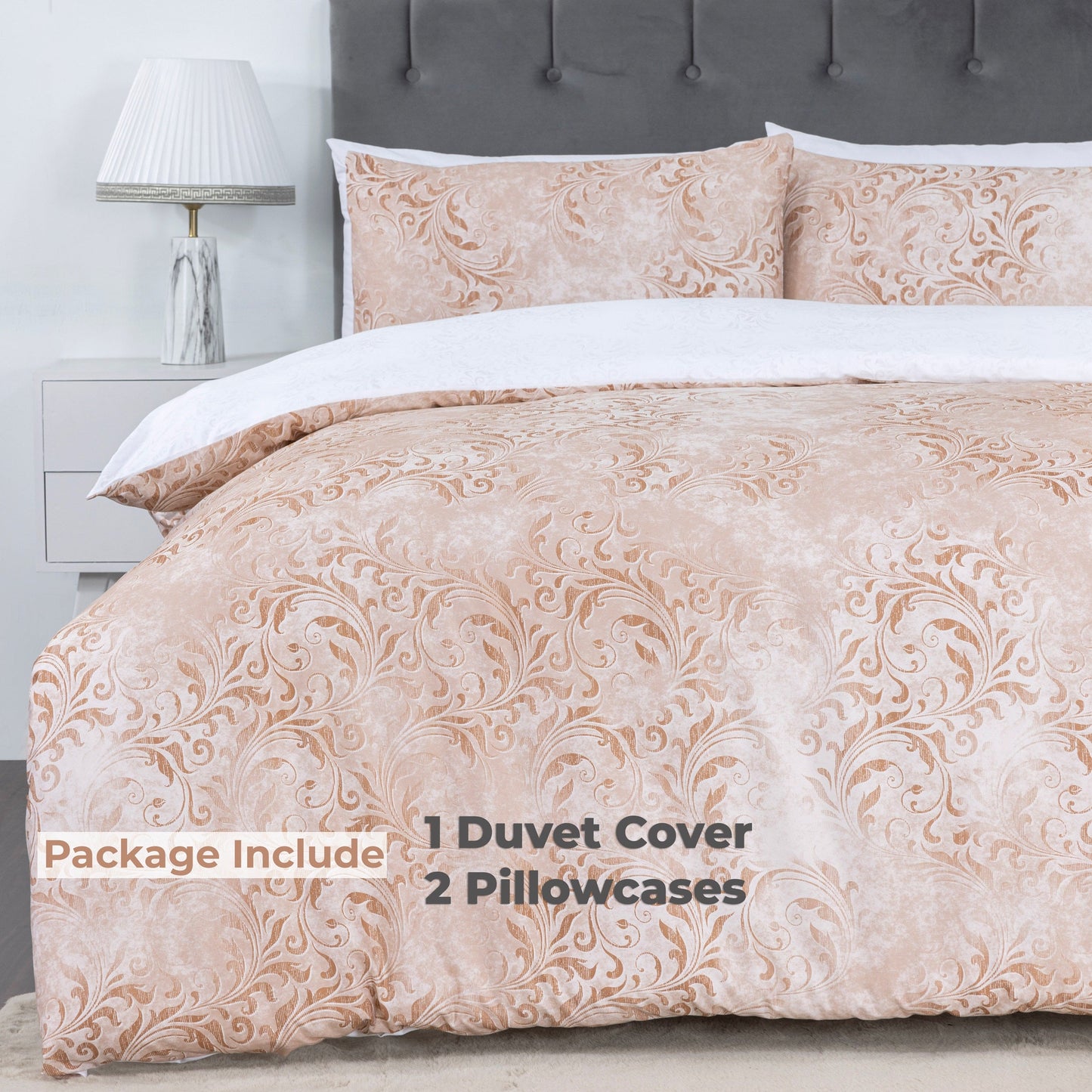 100% Cotton Sateen Printed Duvet Cover Set – 300 Thread Count Luxury Bedding – Ultra Soft & Breathable - 18505