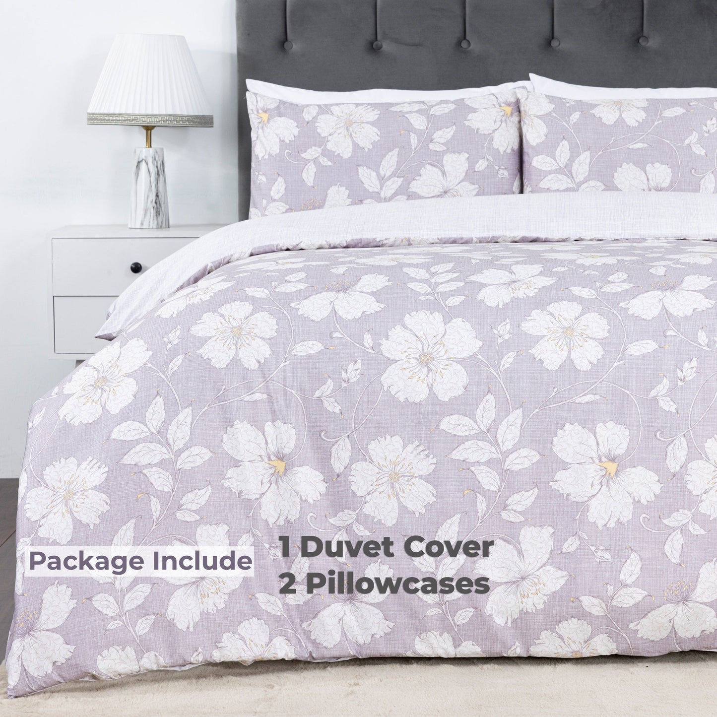 100% Cotton Sateen Printed Duvet Cover Set – 300 Thread Count Luxury Bedding – Ultra Soft & Breathable - Tulip Flower