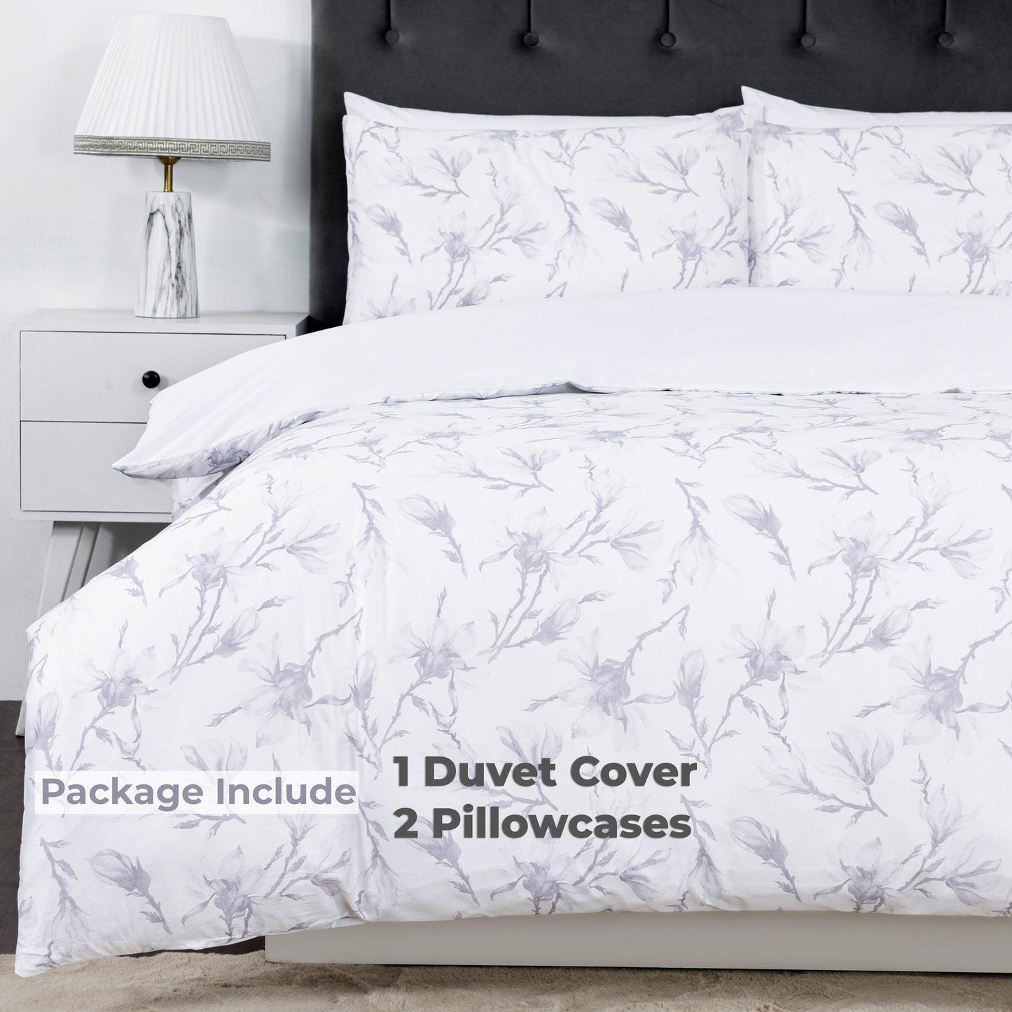 100% Cotton Sateen Printed Duvet Cover Set – 300 Thread Count Luxury Bedding – Ultra Soft & Breathable - 18528
