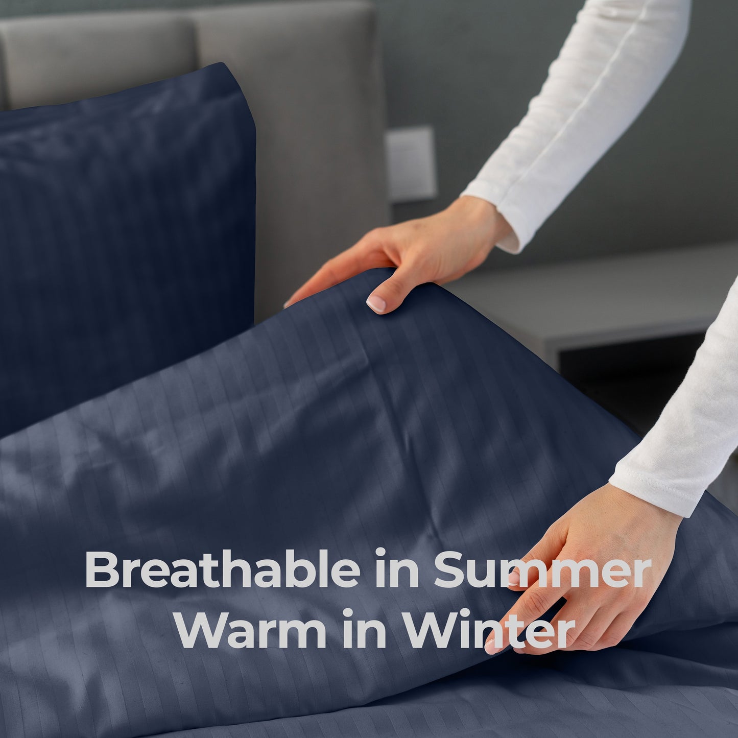 Elegant Dobby Stripe Duvet Cover Set – Soft Polycotton Blend with Button Closure – Luxury Bedding in Different Colors