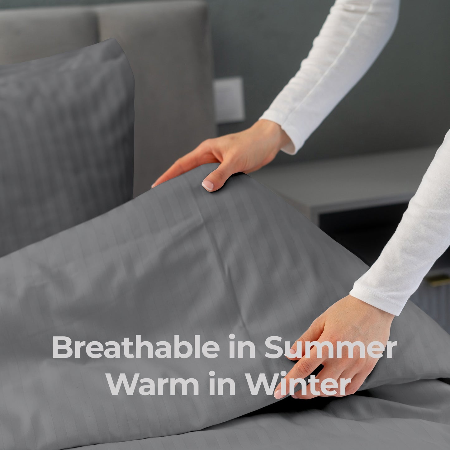 Elegant Dobby Stripe Duvet Cover Set – Soft Polycotton Blend with Button Closure – Luxury Bedding in Different Colors