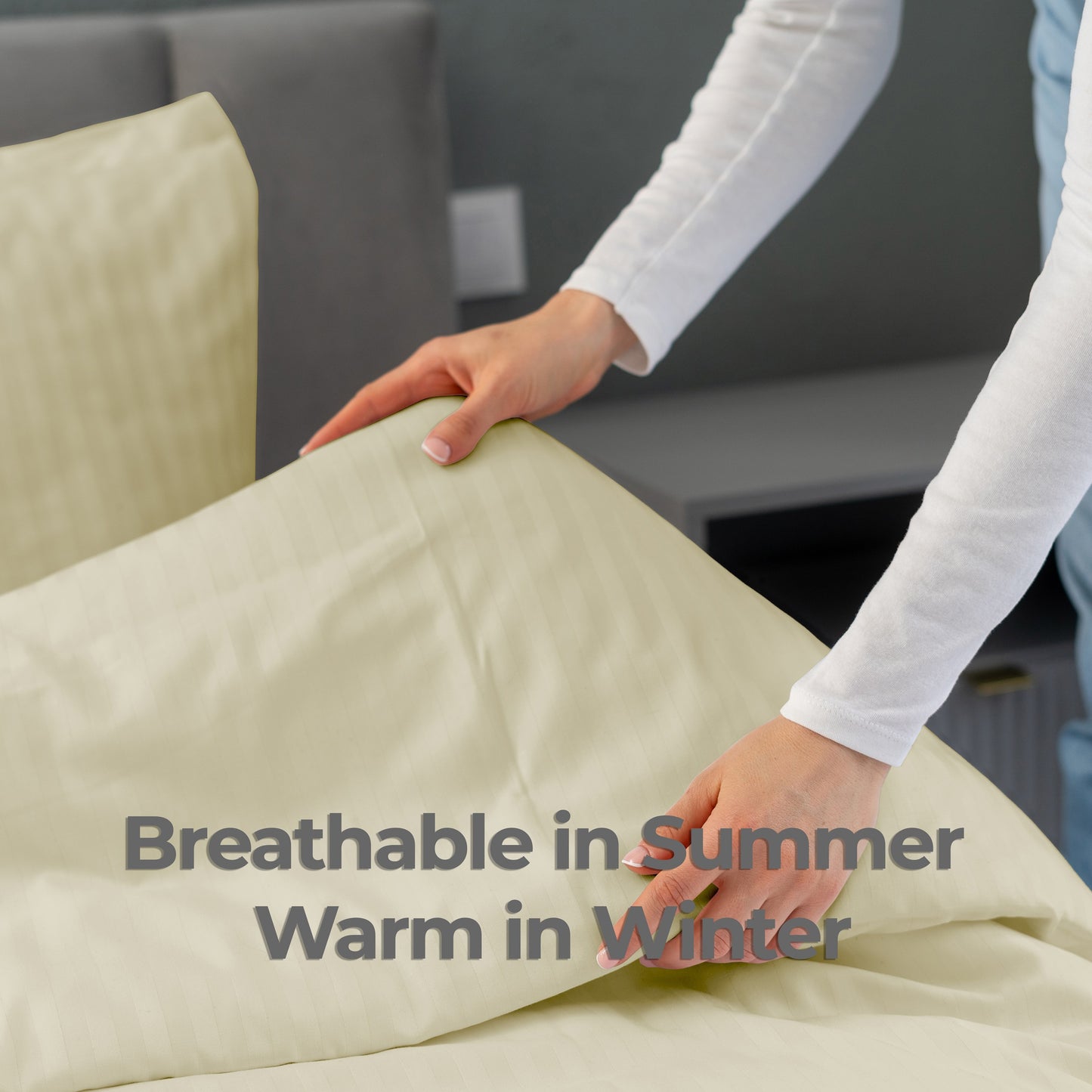 Elegant Dobby Stripe Duvet Cover Set – Soft Polycotton Blend with Button Closure – Luxury Bedding in Different Colors