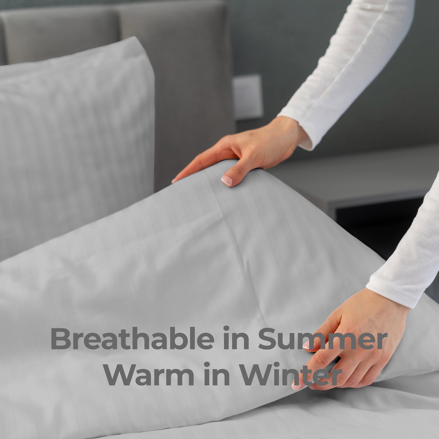 Elegant Dobby Stripe Duvet Cover Set – Soft Polycotton Blend with Button Closure – Luxury Bedding in Different Colors