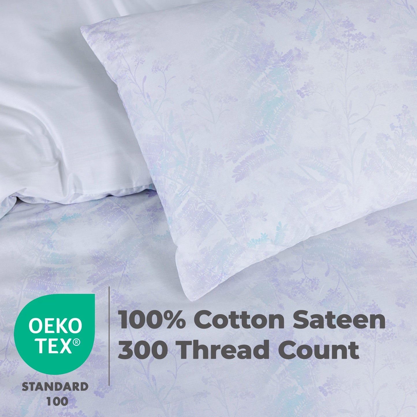 100% Cotton Sateen Printed Duvet Cover Set – 300 Thread Count Luxury Bedding – Ultra Soft & Breathable - 18513