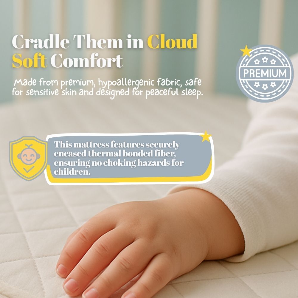 Waterproof Baby Cot Mattress - Breathable, Hypoallergenic & Supportive for Healthy Sleep