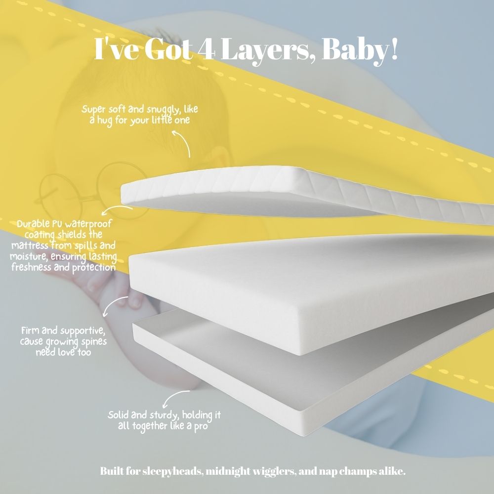 Waterproof Baby Cot Mattress - Breathable, Hypoallergenic & Supportive for Healthy Sleep