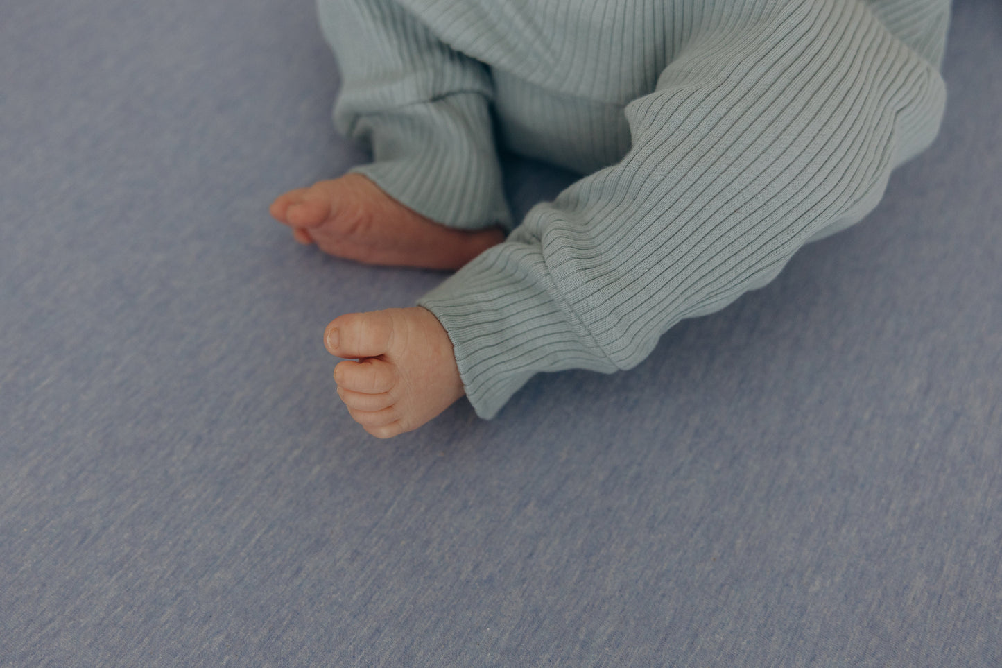 100% Cotton Jersey Fitted Cot Sheet Pack of 2 – Denim Blue & Sky Blue – Soft & Breathable Baby Bedding – Fits 140x70cm & 120x60cm Cots