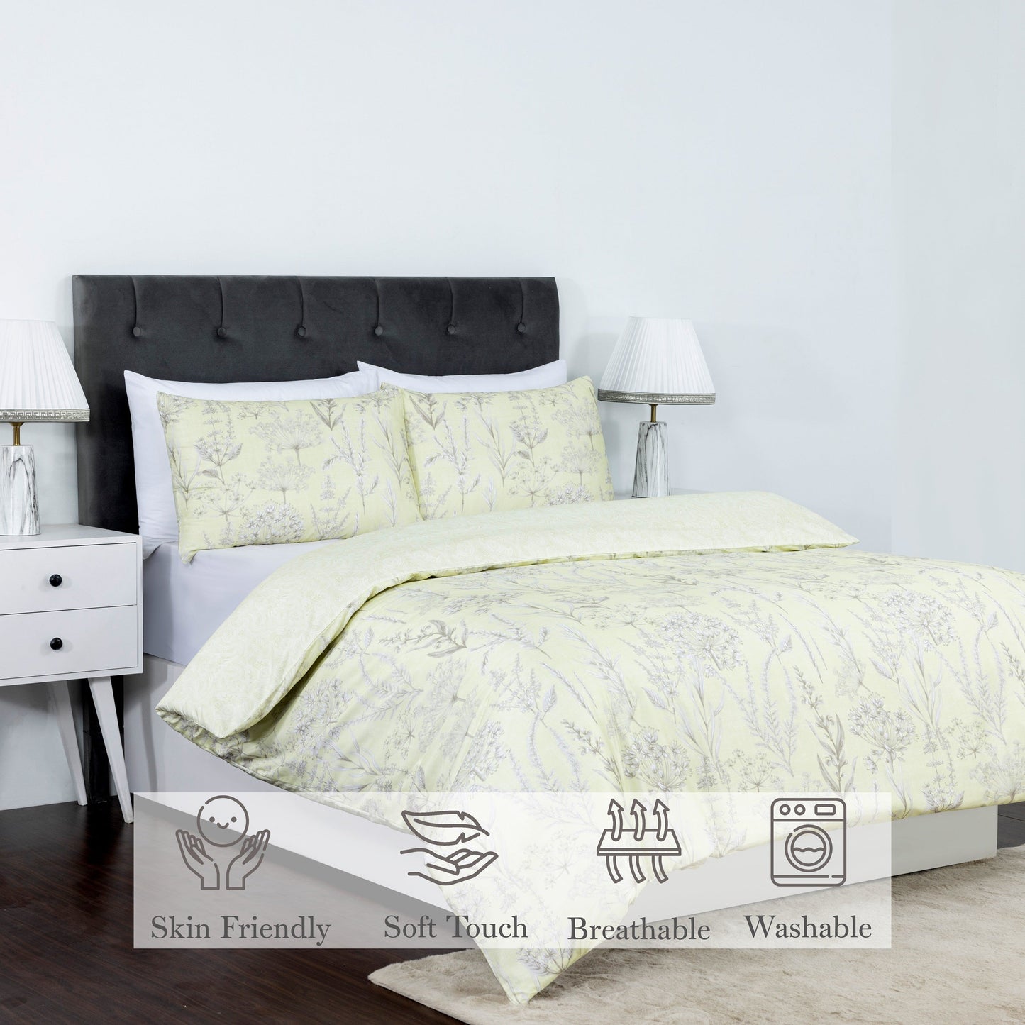 100% Cotton Sateen Printed Duvet Cover Set – 300 Thread Count Luxury Bedding – Ultra Soft & Breathable - 15437