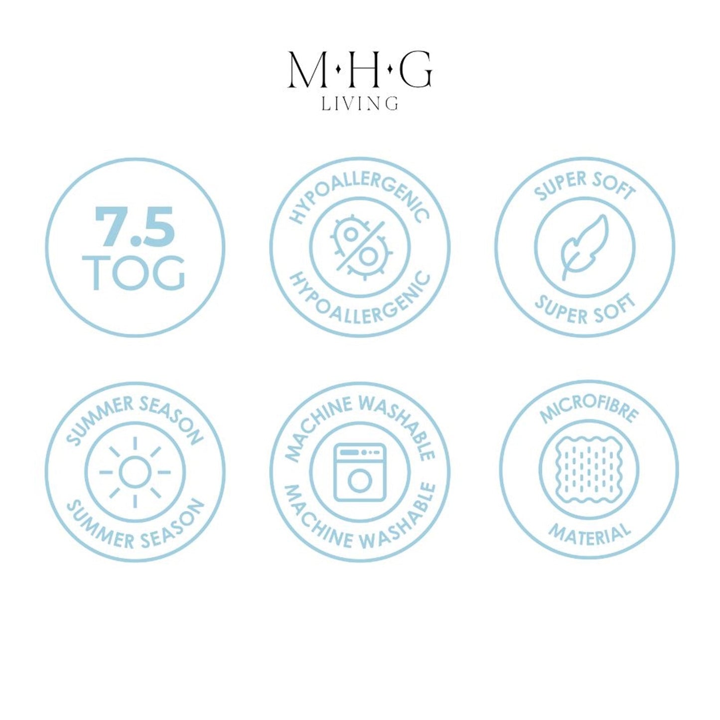 7.5 Tog Summer Duvet - Hypoallergenic, Lightweight & Breathable Microfibre Quilt with Satin Stripe Cover