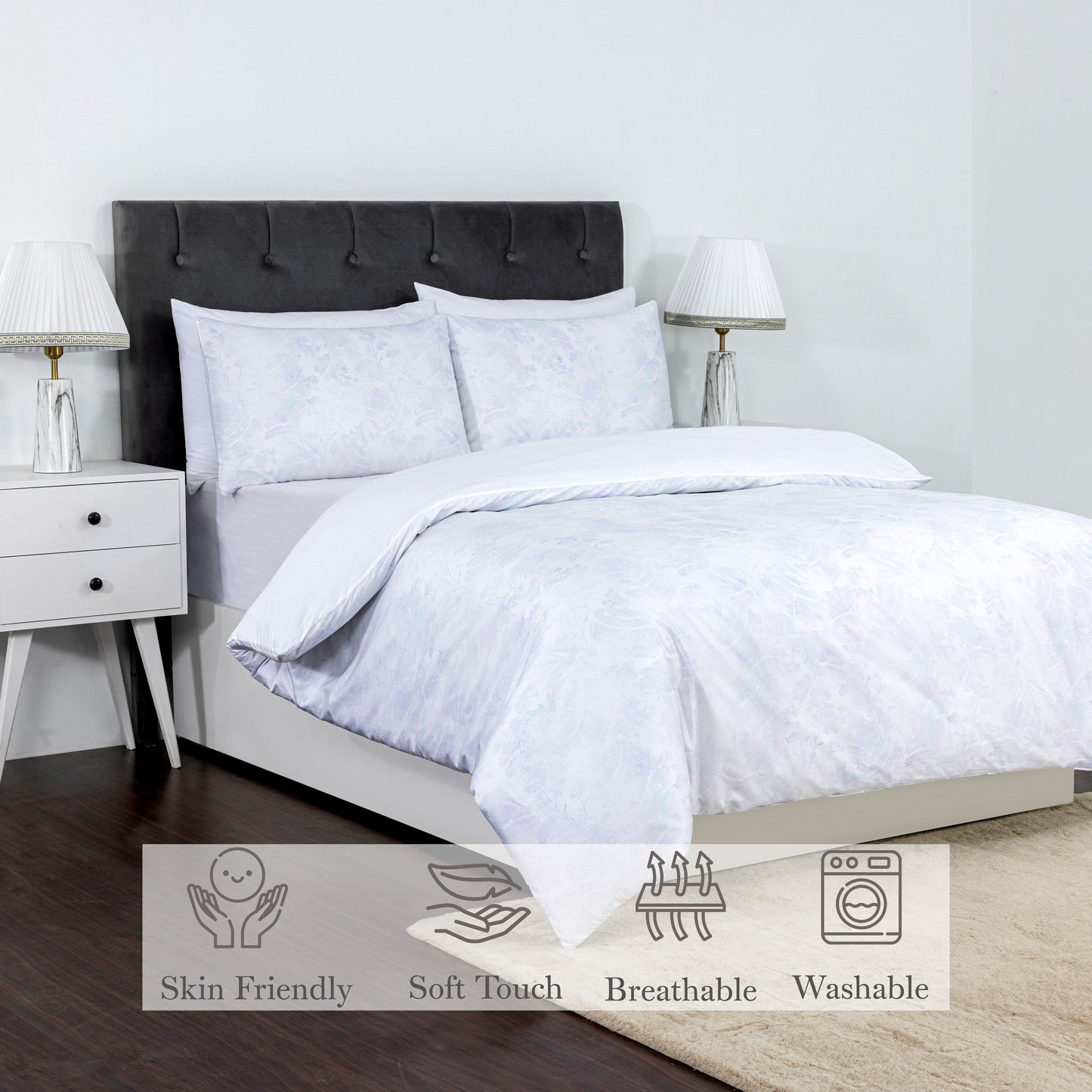 100% Cotton Sateen Printed Duvet Cover Set – 300 Thread Count Luxury Bedding – Ultra Soft & Breathable - 18513