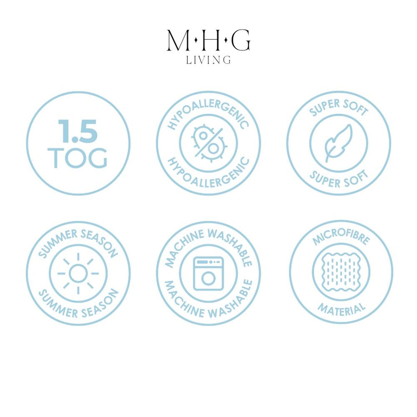 1.5 Tog Summer Duvet - Hypoallergenic, Lightweight & Breathable Microfibre Quilt with Satin Stripe Cover