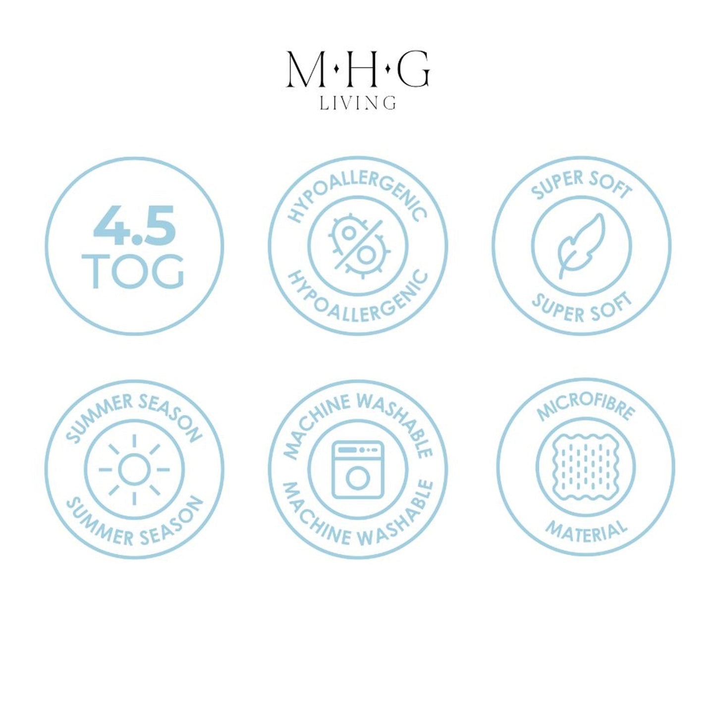 4.5 Tog Summer Duvet - Hypoallergenic, Lightweight & Breathable Microfibre Quilt with Satin Stripe Cover