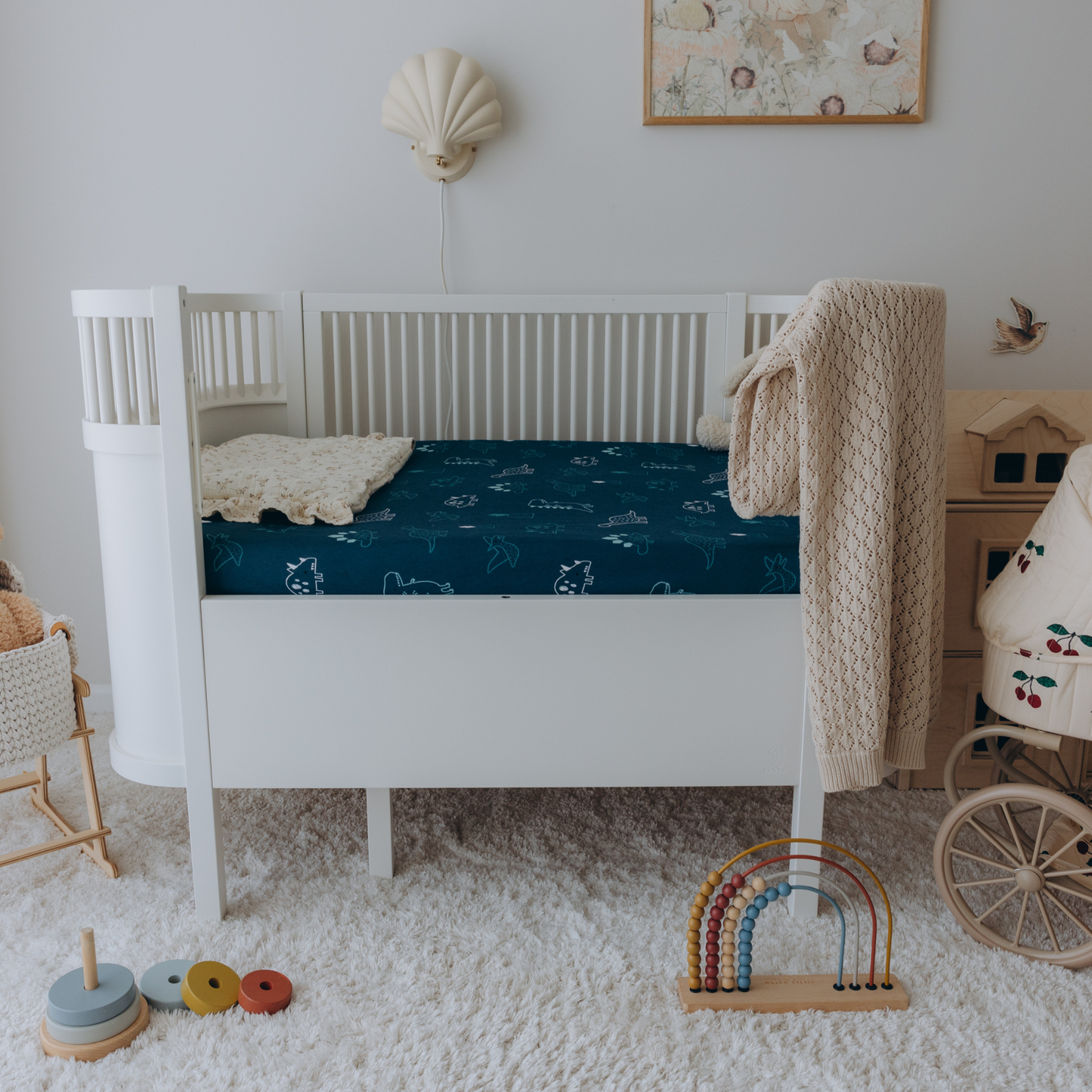 Soft Cotton Jersey Fitted Cot Sheet 120x60cm for Babies