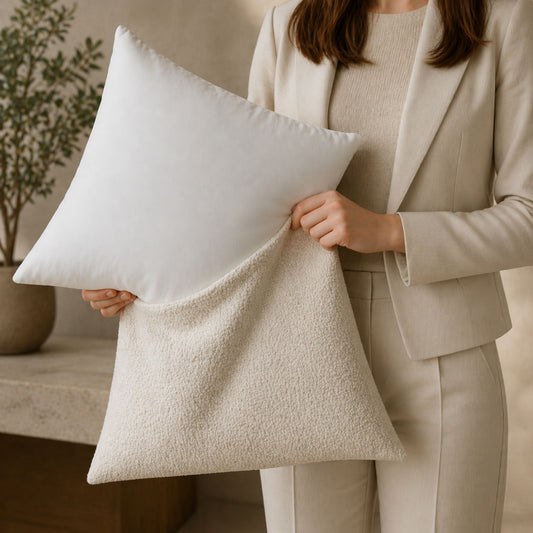 Duck Feather Cushion Pad with 100% Down-Proof Cotton Cover - Pack of 2