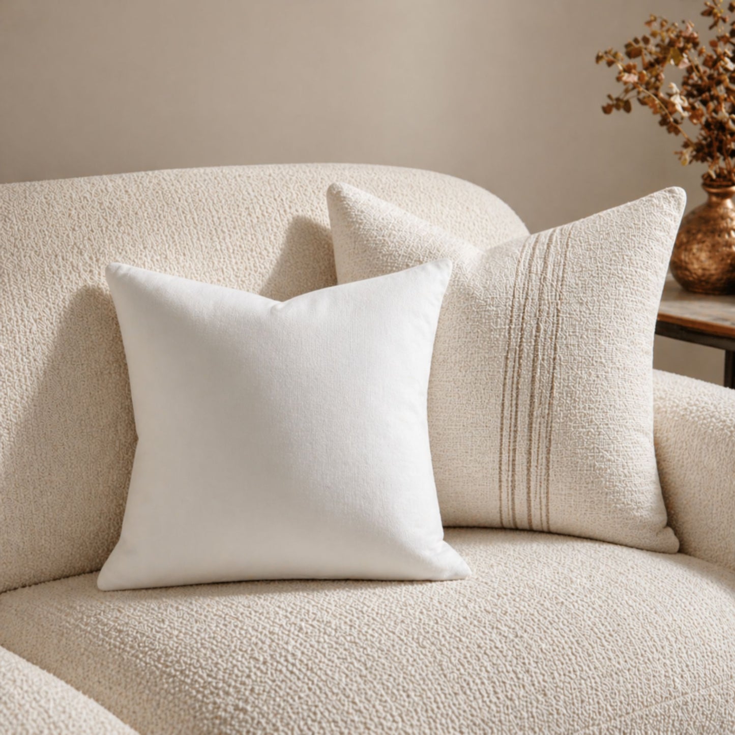 Duck Feather Cushion Pad with 100% Down-Proof Cotton Cover - Pack of 2
