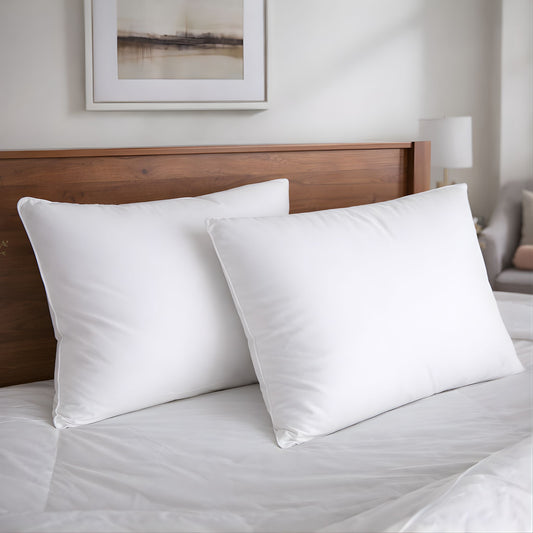 Premium Hotel Quality Duck Feather Pillow Pair - T220 Down-Proof Cotton Cover